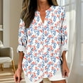 thumbnail image 2 of HomeDM Long Sleeve Womens Tops V-Neck Trendy Floral Tunic Tops Casual Summer Fall Work Business Blouses, Size S-5XL, 2 of 5