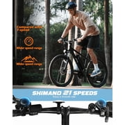Qlife Electric Bike for Adults - 21-Speed Mountain Lightweight Ebike with 350W 20MPH Brushless Motor, 26X2.1 Tire Step Over E-MTB (Black) with Fender & Rear Rack