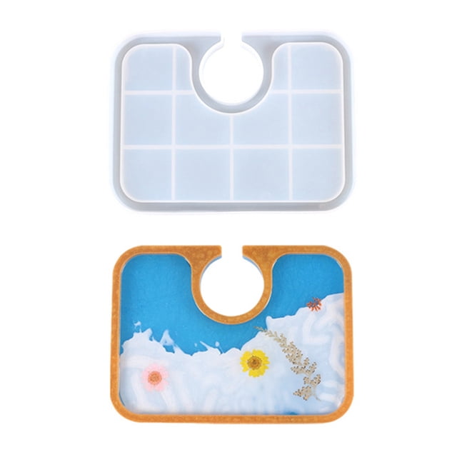 FLhrweasw Molde Resina Epoxi Cristal DIY Bandeja Vino Molde Espejo Silicona Del