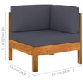 thumbnail image 4 of vidaXL Wooden Lounge Acacia Wood Outdoor Corner Sofa with Dark Grey Cushions Durable, 4 of 8