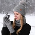 thumbnail image 2 of FYEGRE Winter Warm Knitted Scarf Hat Set Thermal Lined for Outdoor Riding and Cold Weather Grey One Size, 2 of 5
