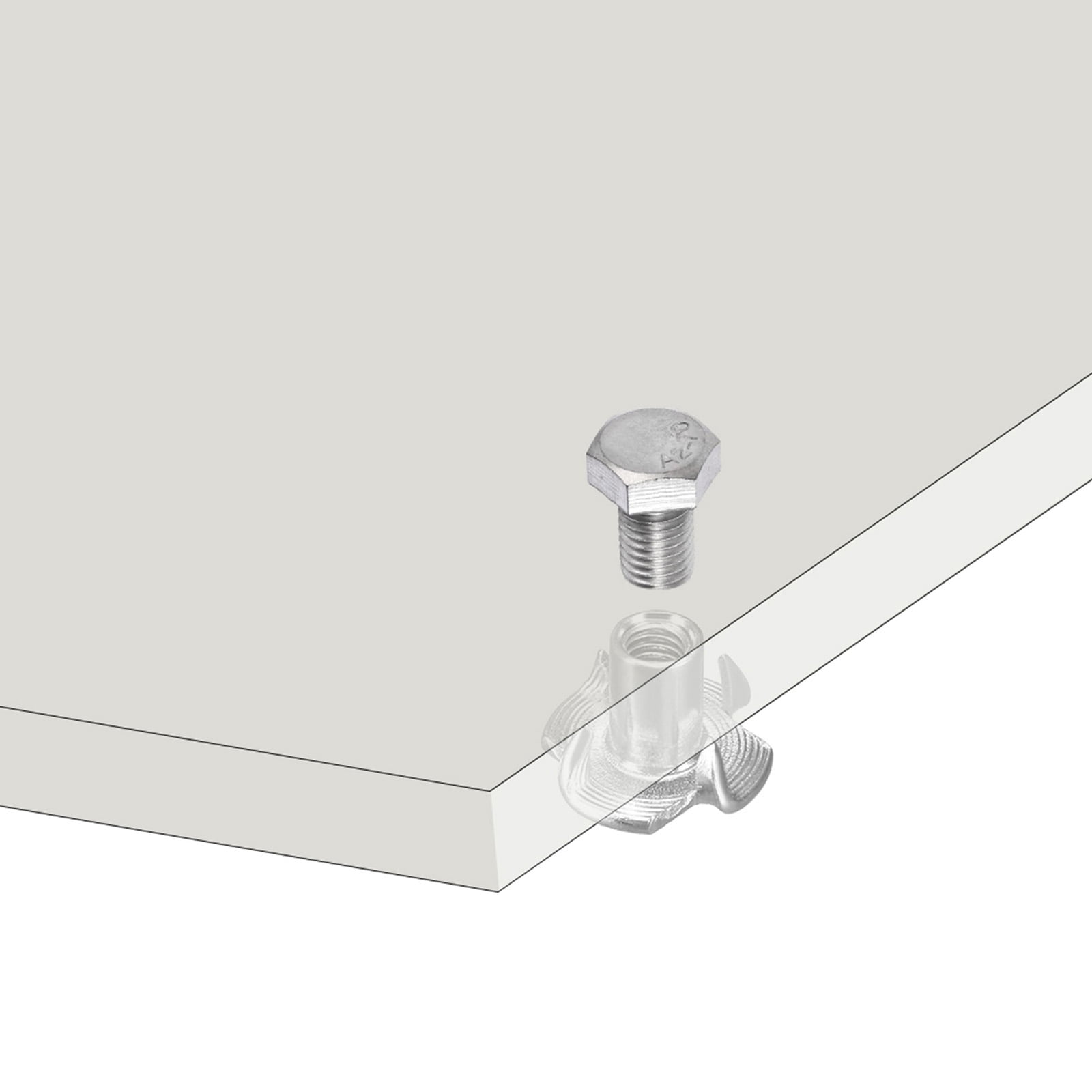 Uxcell T-nut 50 Pack 1/4"-20, 5/16"-18, 3/8"-16 304 Stainless Steel 4 Pronged Tee Nuts