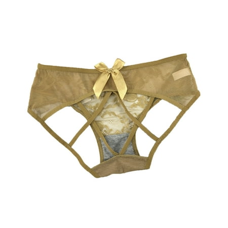 

YWDJ Postpartum Underwear Women Underwear Low-Rise Panties Silky Comfy Threaded Lace Body Thong Yellow