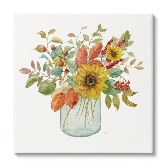 Stupell Industries Simple Country Botanicals Sunflower Vase Design, 17 x 17, Design by Nan