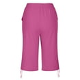 thumbnail image 6 of WIZUTIZ Womens Athletic Shorts Leisure Wide Leg Active Loose Shorts Mid Rise Solid Shorts Knee-Length with Pockets Tie Side Jogging Trousers for Lady Breathable Shopping Pink Linen, 6 of 6