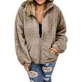 thumbnail image 3 of Women Plus Size Winter Warm Hooded Jacket with Zipper Pockets Outerwear Coat, 3 of 4