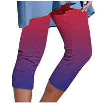 Diufon Plus Size Womens Yoga Pants Summer Breathable Pants Trendy Gradient Printed Capris Pants