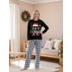 thumbnail image 2 of Conjunto de pijamas navideños familiares a juego: camisetas con estampado de letras y pantalones a cuadros. Pijamas de vacaciones para papá, mamá e hijos., 2 of 9