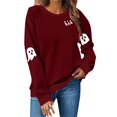 thumbnail image 1 of NMMUED Chandails d'Halloween, Chemises Décontractées pour Femmes, Col Rond, Chandails à Col Rond pour Femmes, Chandail Citrouille d'Halloween, Chandails d'Automne pour Femmes, Vin G, 1 of 4