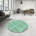 thumbnail image 4 of Ahgly Company Machine Washable Indoor Round Transitional Aquamarine Green Area Rugs, 6' Round, 4 of 7