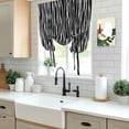 thumbnail image 5 of Black Striped Balloon Curtains 63 Inch Length for Living Room/Bedroom, Retro Wave Lines Texture Simple Rod Pocket Privacy Door Curtains Decorative Tie Up Shade for Window 52"x63", 5 of 8