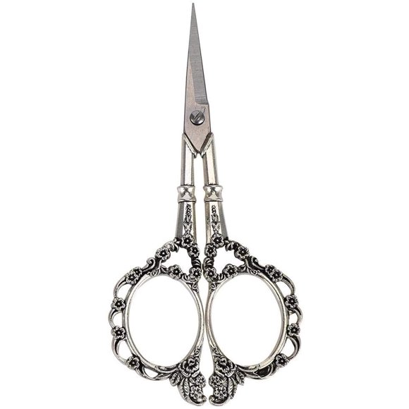 Vintage Scissors, Vintage European Style Scissors for Embroidery Sewing Craft Art Work Everyday Use(Silver)