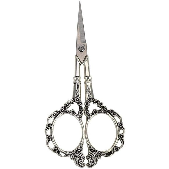 Vintage Scissors, Vintage European Style Scissors for Embroidery Sewing Craft Art Work Everyday Use(Silver)