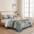 thumbnail image 5 of Full Quilt Set 78''x90'', Blue White Ombre Lightweight Bedspread Coverlet Set with 2 Pillow Shams, Watercolor Cloud Geometric Abstract Art Breathable All Season Quilt Bedding for Bedroom/Guest Room, 5 of 9