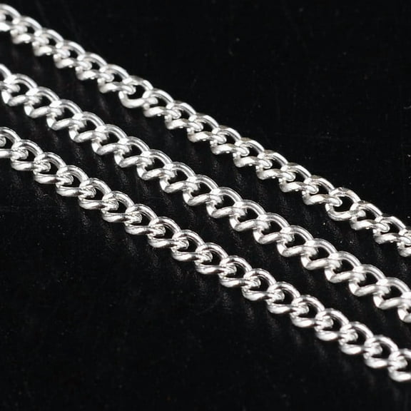 Iron Twisted Chains Curb Chains Unwelded with Spool Silver color Link: 2x3mm 0.5mm thick 328.08 Feet(100m)/roll