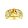 thumbnail image 1 of RYLOS Men's Rings 14K Yellow Gold Designer Nugget Ring Oval 9X7MM Gemstone & Diamonds  Citrine November Birthstone Rings For Man Size 9, 1 of 7