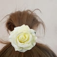 thumbnail image 4 of 16 Pack Colorful Handmade Large Rose Flower Hair Bow Wreath Garland Elastic Stretchy Hair Ties Ponytail Holder Band Scrunchies Ring Decorative Accessories for Women Wedding Bridal Party, 4 of 4