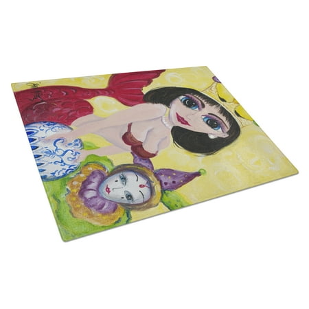 

Carolines Treasures JMK1180LCB Mardi Gras Queen Mermaid Glass Cutting Board Large 12H x 16W multicolor