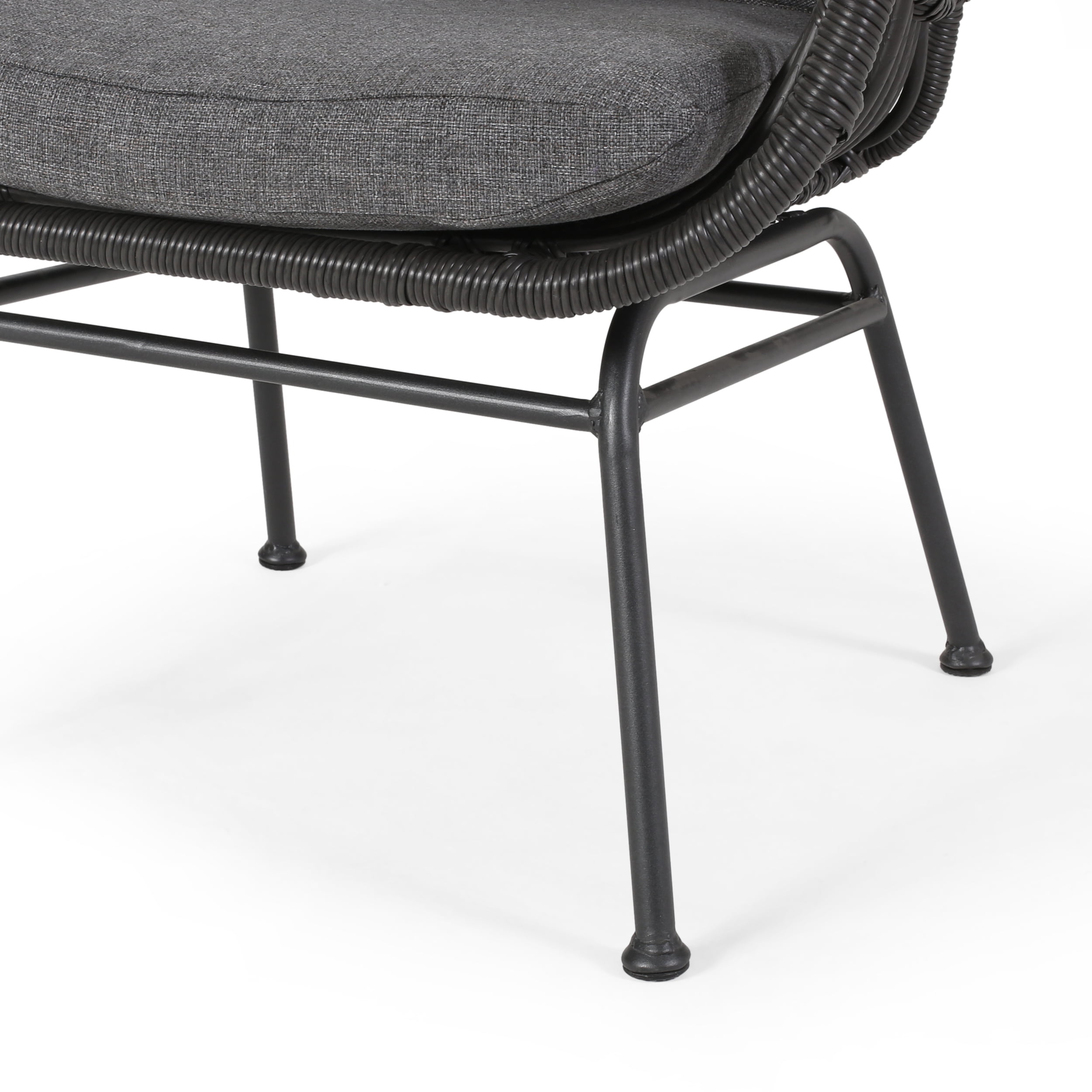 Noble House Montana Modern Faux Rattan Club Chairs with Water-Resistant Cushions, (Set of 2)