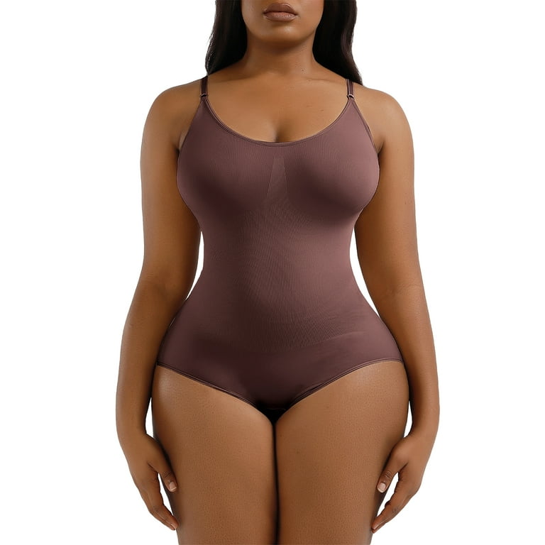 Sprifallbaby Women Shapewear Bodysuit Solid Color Sleeveless Sling  Spaghetti Strap Tummy Control Seamless Body Shaper S-XL 
