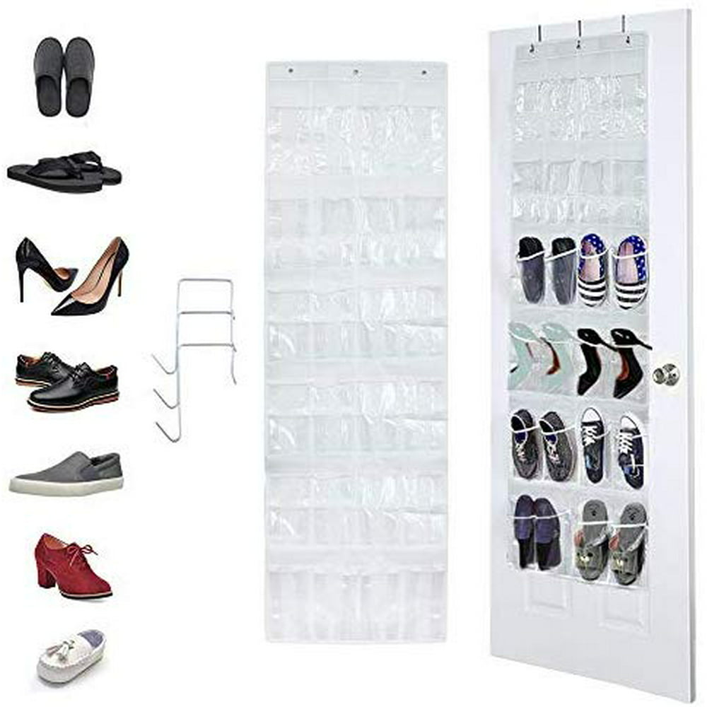 24 Pockets Over The Door Shoe Organizer, Crystal Hanging Shoes ...