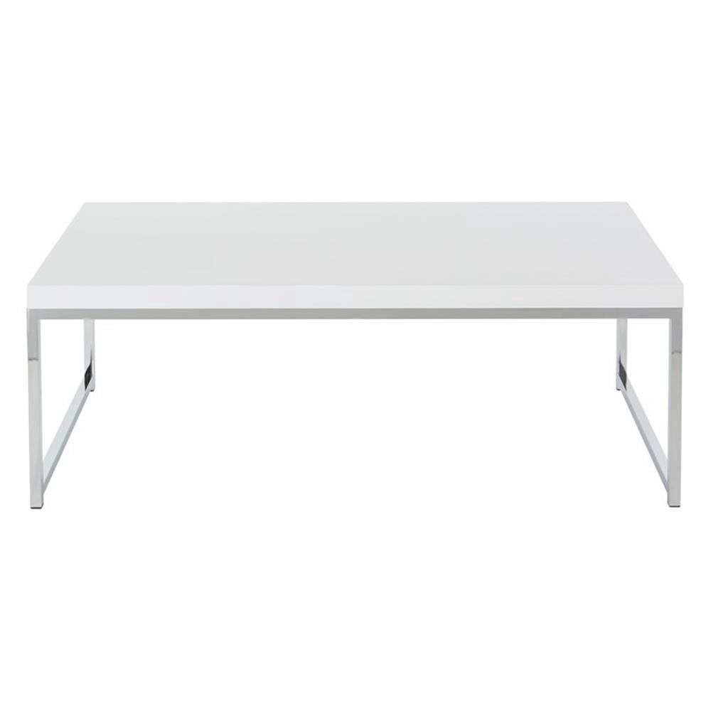 OSP Home Furnishings Wall Street Coffee Table. Chrome/White Finish.