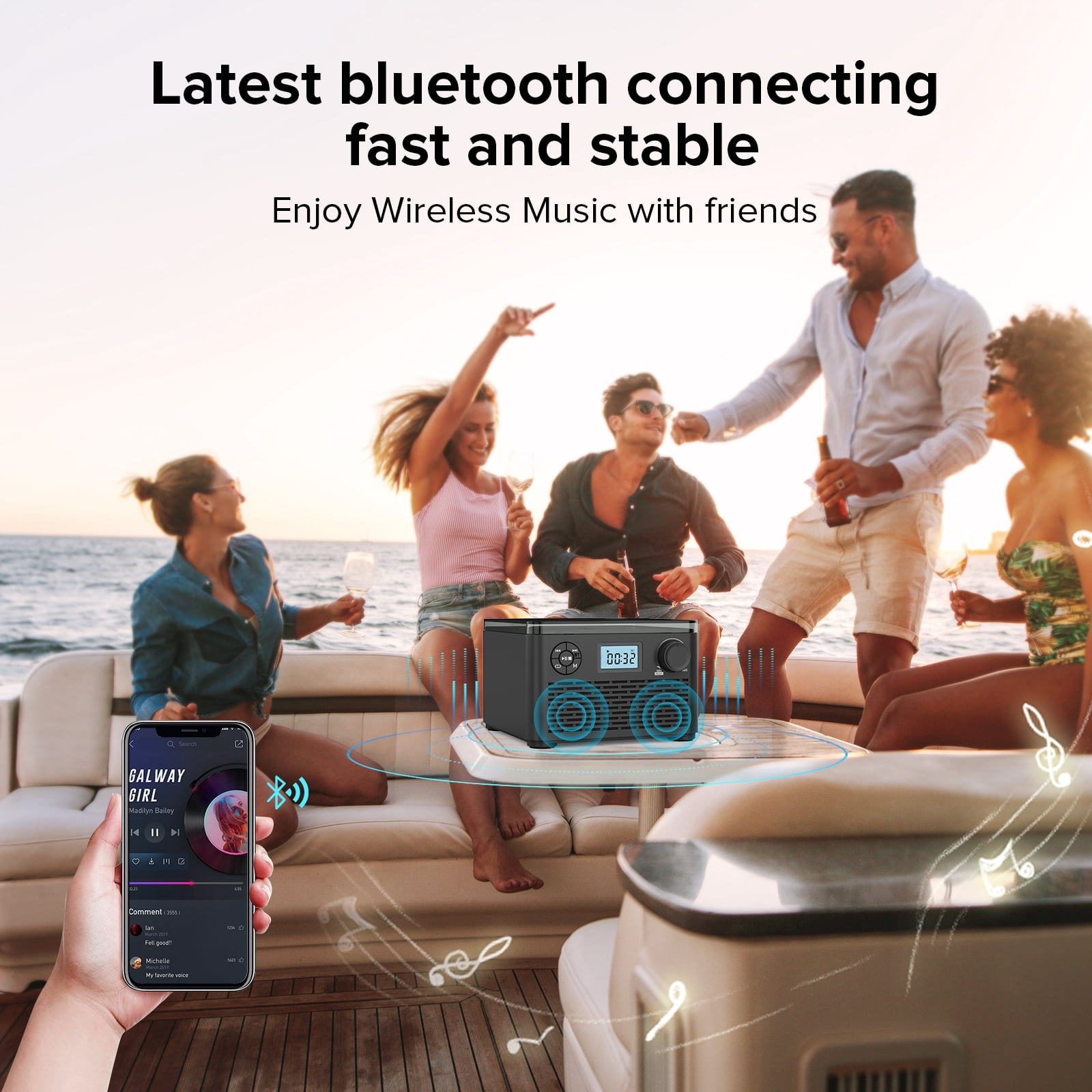 Portable CD Player with Built-in Speakers - Bluetooth Rechargeable CD Player with USB MP3 FM Radio ,Plug & Play Portable