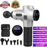Segmart Massage Gun Deep Tissue Percussion Muscle Massager for Pain Relief, 30 Speeds Professional Handheld Electric Body Massager with 6 Massage Heads, Sports Drill Portable Super Quiet Brushless Motor, L2996