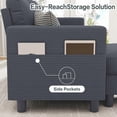 thumbnail image 4 of Walsunny Convertible Sectional Sofa Couch, Modern Linen Fabric L-Shaped Couch 3-Seat Sofa Sectional with Reversible Chaise for Small Living Room, Apartment and Small Space, Dark Gray, 4 of 9