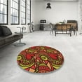 thumbnail image 4 of Ahgly Company Machine Washable Indoor Round Transitional Dark Red Area Rugs, 6' Round, 4 of 7