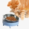 thumbnail image 3 of 15 degree Tilted Elevated Cat Bowls Water Bowls with Stand Feeding Station Stainless Steel Bowl Non Slip Raised Dish for Indoor Cats Puppy Kitten Blue, 3 of 7