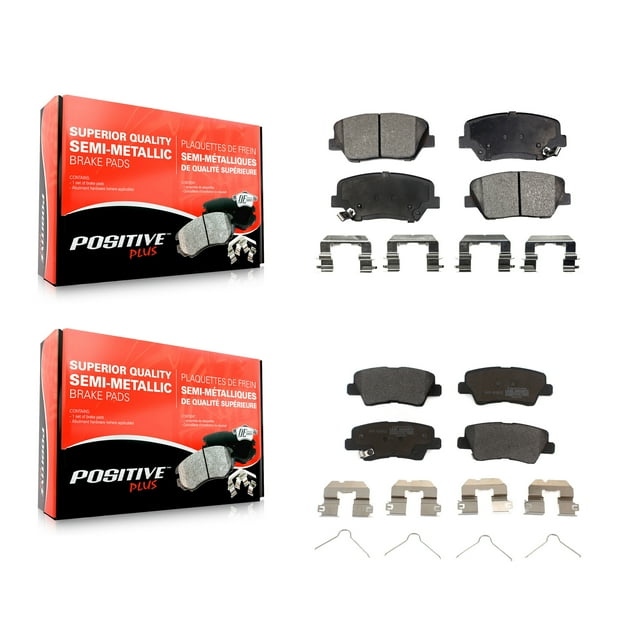 Positive Plus Front Rear Semi-Metallic Brake Pads Kit for Car 2014-2017 Kia Rondo with Manual Parking KPF-100186