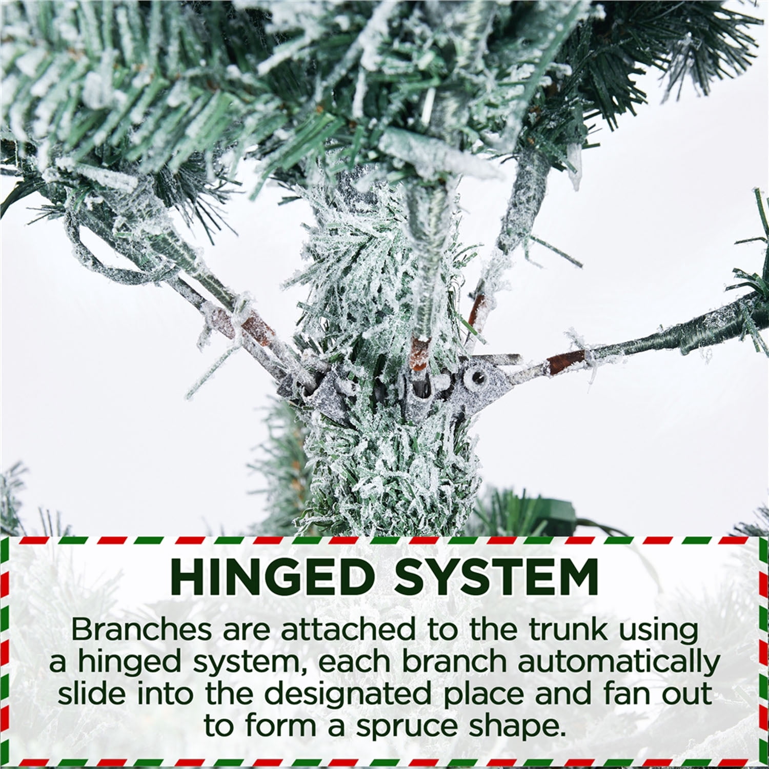 Alden Design 9ft Pre-Lit Flocked Pencil Christmas Tree with Warm White LED Lights, Green