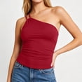 thumbnail image 4 of Erwazi Women's One Shoulder Tops Solid Sleeveless Tank Top Casual Summer Trendy Daily Wear, 4 of 7