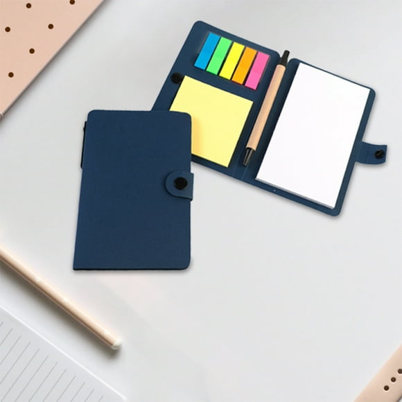 Sticky Notes Pad With Pen | Button Style Round Self-Stick Memo | Waterproof Cover | 5 Macaron Colors | Strong Adhesive | Office | Planner | Journal Writing | 15.3x10x1cm
