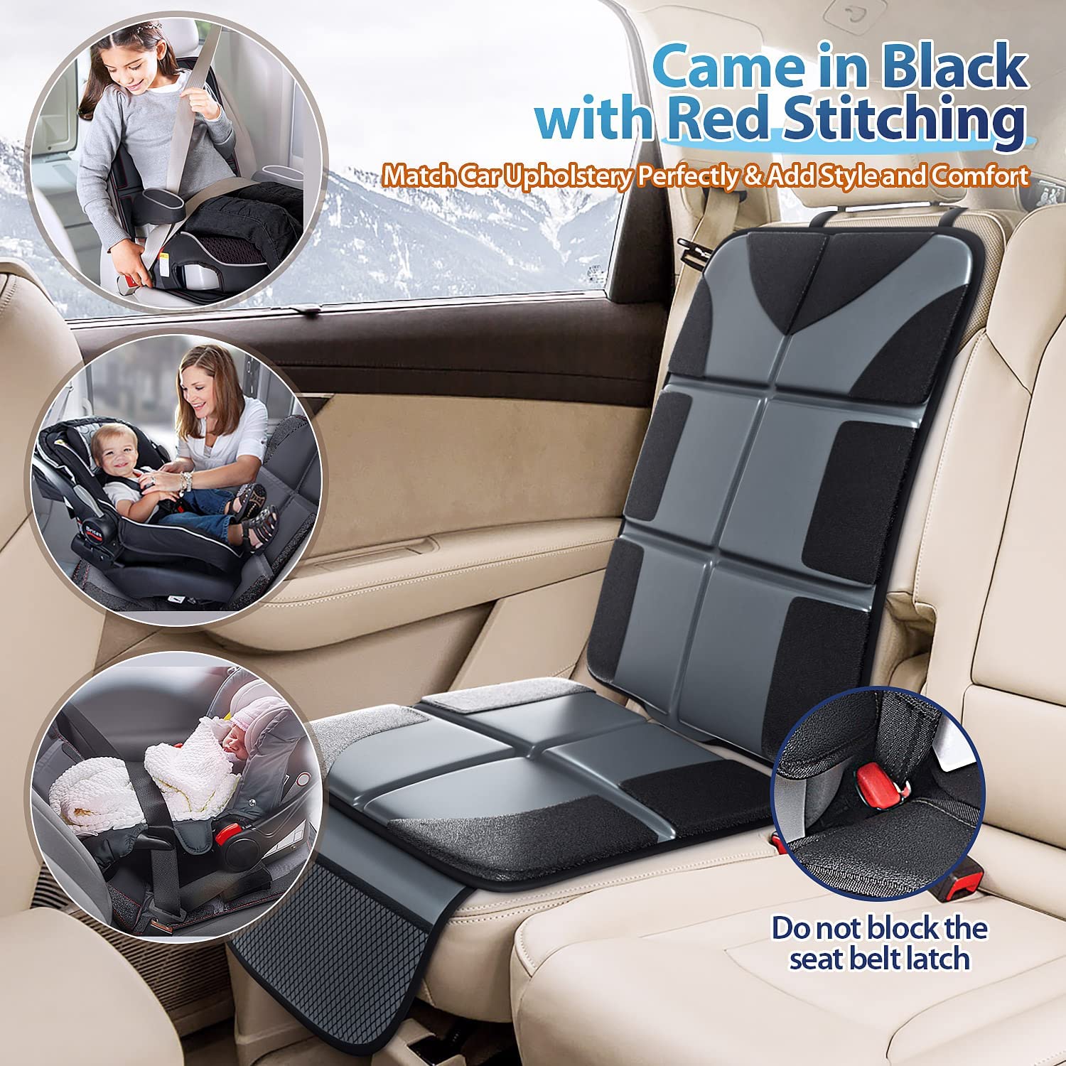 Famistar XL Waterproof Leather Car Seat Protector Mat with Thickest EPE  Cushion, Pack 600D Fabric  Easy-to-clean Leather Child Baby Seat  Protector with Storage Pockets for SUV, Sedan, Truck