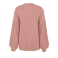 thumbnail image 4 of Fashionable Womens Puff Long Sleeves Open Front Outerwear Coat Knit Casual Loose Fit Sweater Cardigan Jackets, 4 of 9