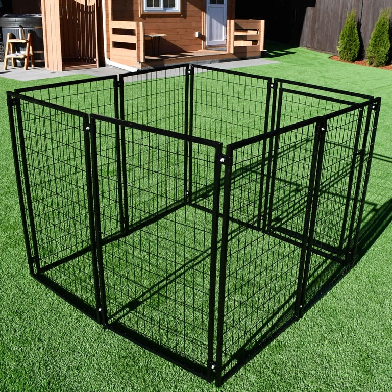 ALEKO Black Dog Kennel 5x5x4 ft with Roof and Rain Cover