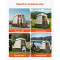 thumbnail image 6 of VEVOR Camping Shower Tent, 2-Room Foldable Privacy Tent Changing Room with Ground Stakes, Ropes, Carry Bag, and Crossbar, 150D Oxford Fabric with Silver Coating, for Camping, Beach, and Fishing, 6 of 9