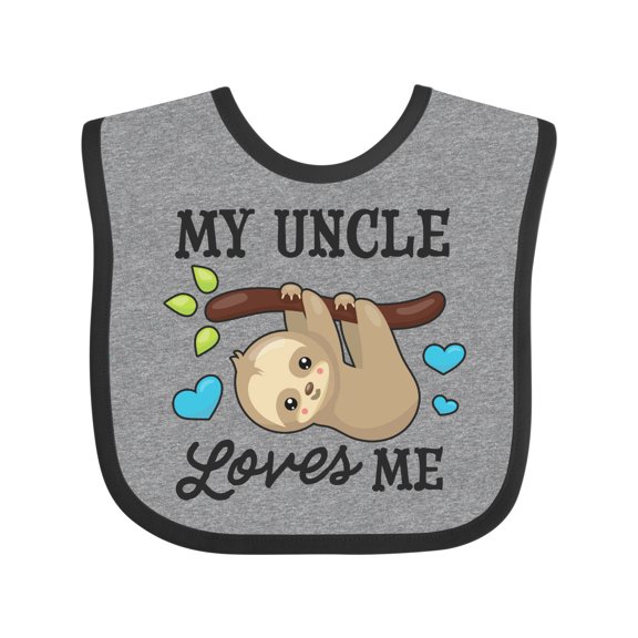 Inktastic My Uncle Loves Me with Sloth and Hearts Boys or Girls Baby Bib