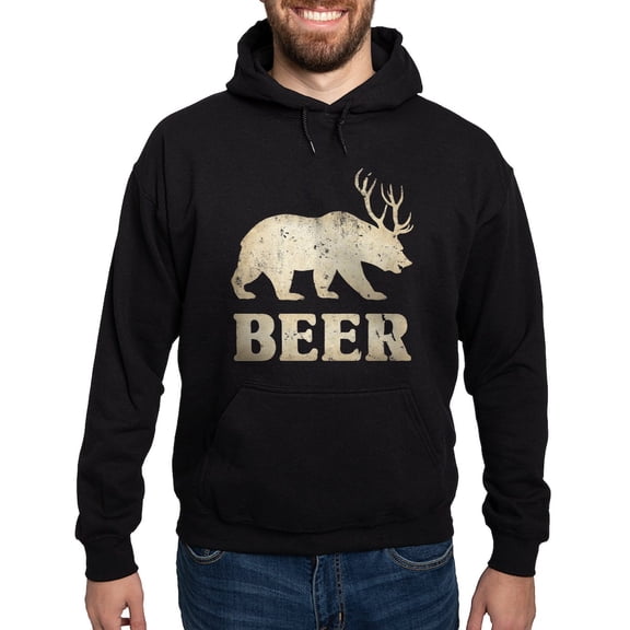 CafePress - Bear Deer=Beer Vintage Hoodie (Dark) - Pullover Hoodie, Classic, Comfortable Hooded Sweatshirt