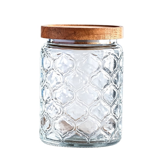 Yomiee 24 OZ Vintage Glass Jar with Lid, Airtight Food Storage Canisters with Bamboo for Kitchen Counter Pantry, Ideal for Coffee, Candy, Tea, Oats, Sugar, Cookies Decorative Jars-Sunflower