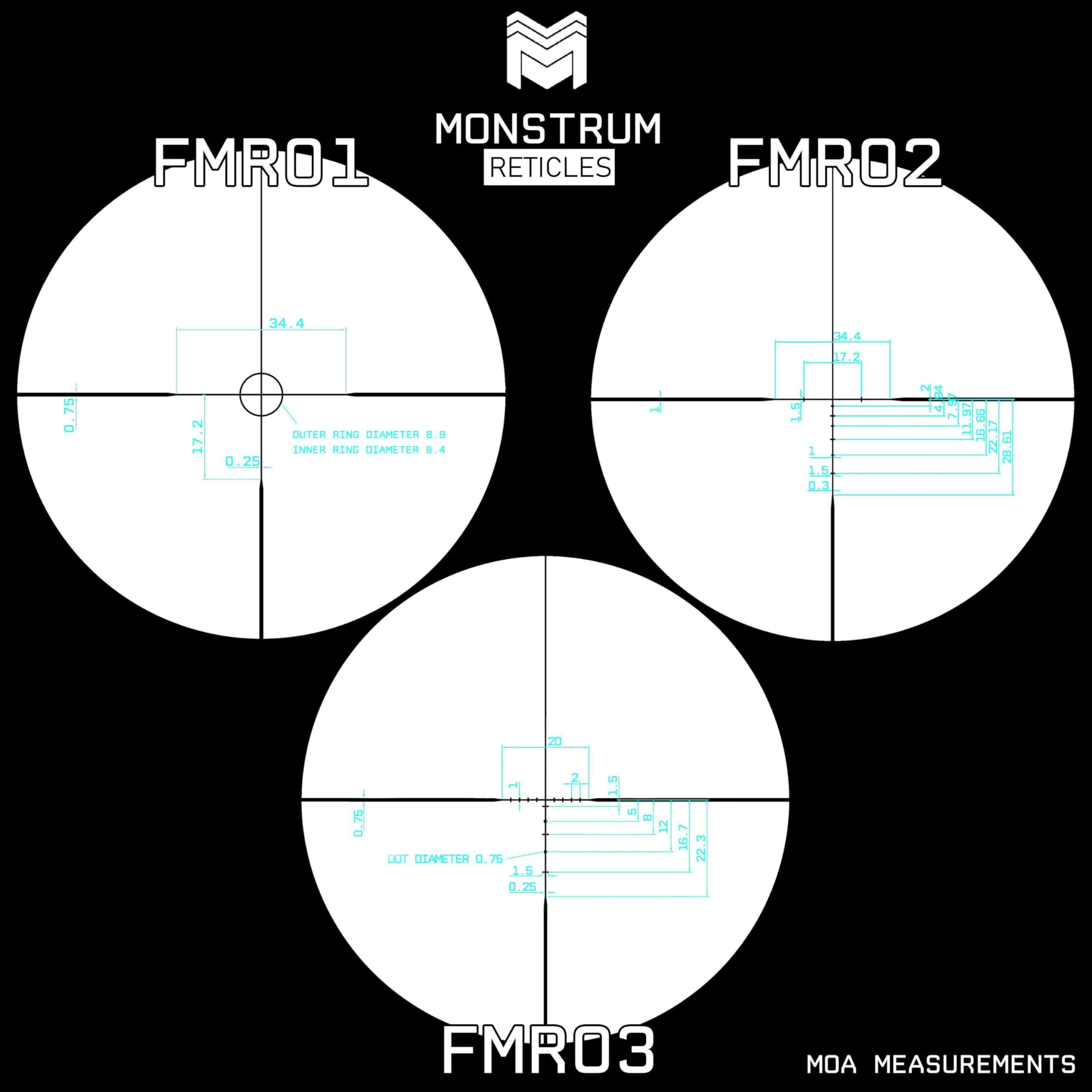 Monstrum Marauder 3-12x44 Rifle Scope with AO Adjustable Objective | Black | FMR03 Reticle