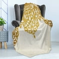 thumbnail image 4 of Antique Soft Flannel Fleece Throw Blanket, Victorian Style Medieval Motifs Classic Baroque Oriental Shapes Print, Cozy Plush for Indoor and Outdoor Use, 50" x 70", Pale Brown Cream, by Ambesonne, 4 of 5