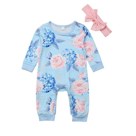 

BrilliantMe Newborn Romper Floral Jumpsuit Baby Playsuit Girl Outfit Clothes Set