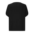 thumbnail image 5 of Yuwull Summer Tops For Women Womens Tops Casual Women'S New Solid Color Pullover Off Shoulder Hollowed Out Batball Sleeve T-Shirt For Women Summer Tops For Women On ClearanceXL, 5 of 6