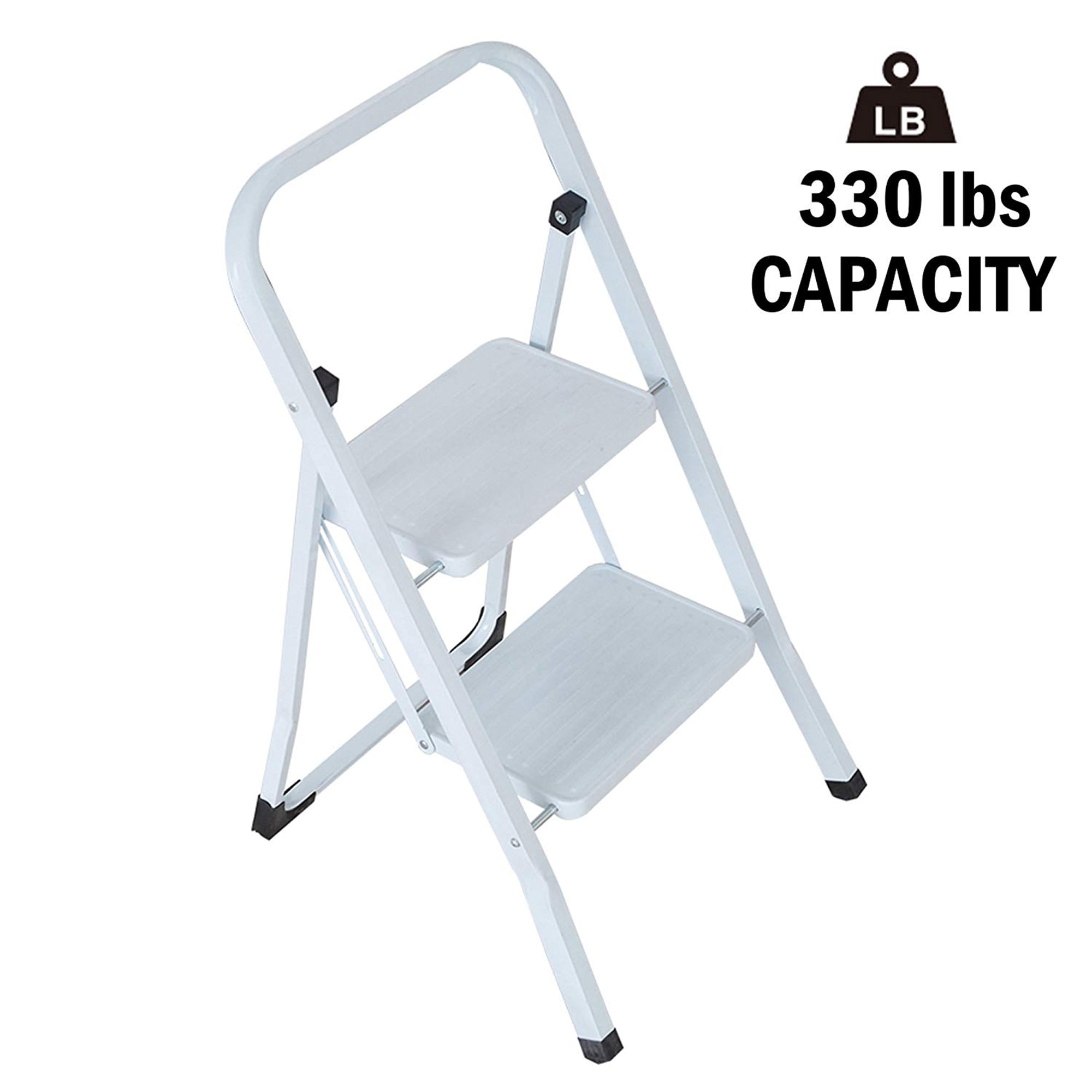 ❥2 Step Ladder Folding Step Stool Steel Ladder Sturdy And Wide Pedal Mini-Stool 