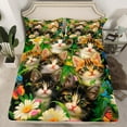 thumbnail image 2 of Manfei 3D Cute Cat Bed Sheets for Kids, Vintage Garden Floral King Sheets, Kawaii Animal Sheet Set, Ultra Soft Home Decor, 4pcs, 2 of 7