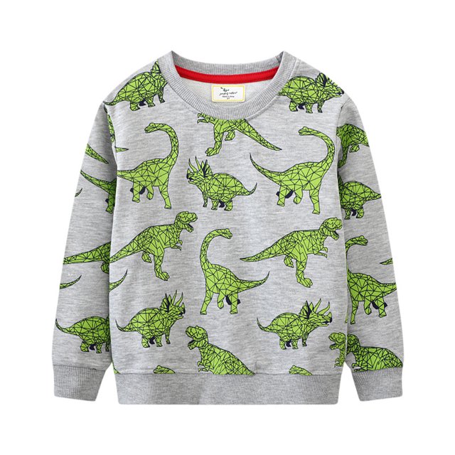 QUDDERR Kids Toddler Baby Boys Dinosaur Sweatshirt Cartoon Pullover Sweaters for Spring Fall 2-7 Years