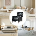 thumbnail image 3 of Genuine Leather Recliner Chair Push Back Wingback with Nailhead Trim for Living Room Bedroom Black, 3 of 10